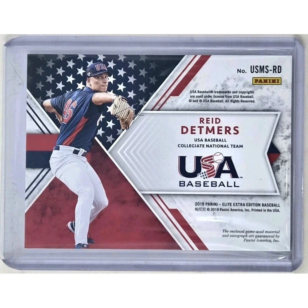 2019 Panini Elite Extra Edition- Reid Detmers Team USA Triple Patch Auto #/99